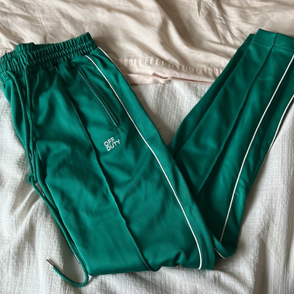 Mo & Co Green Strip Track Pants
